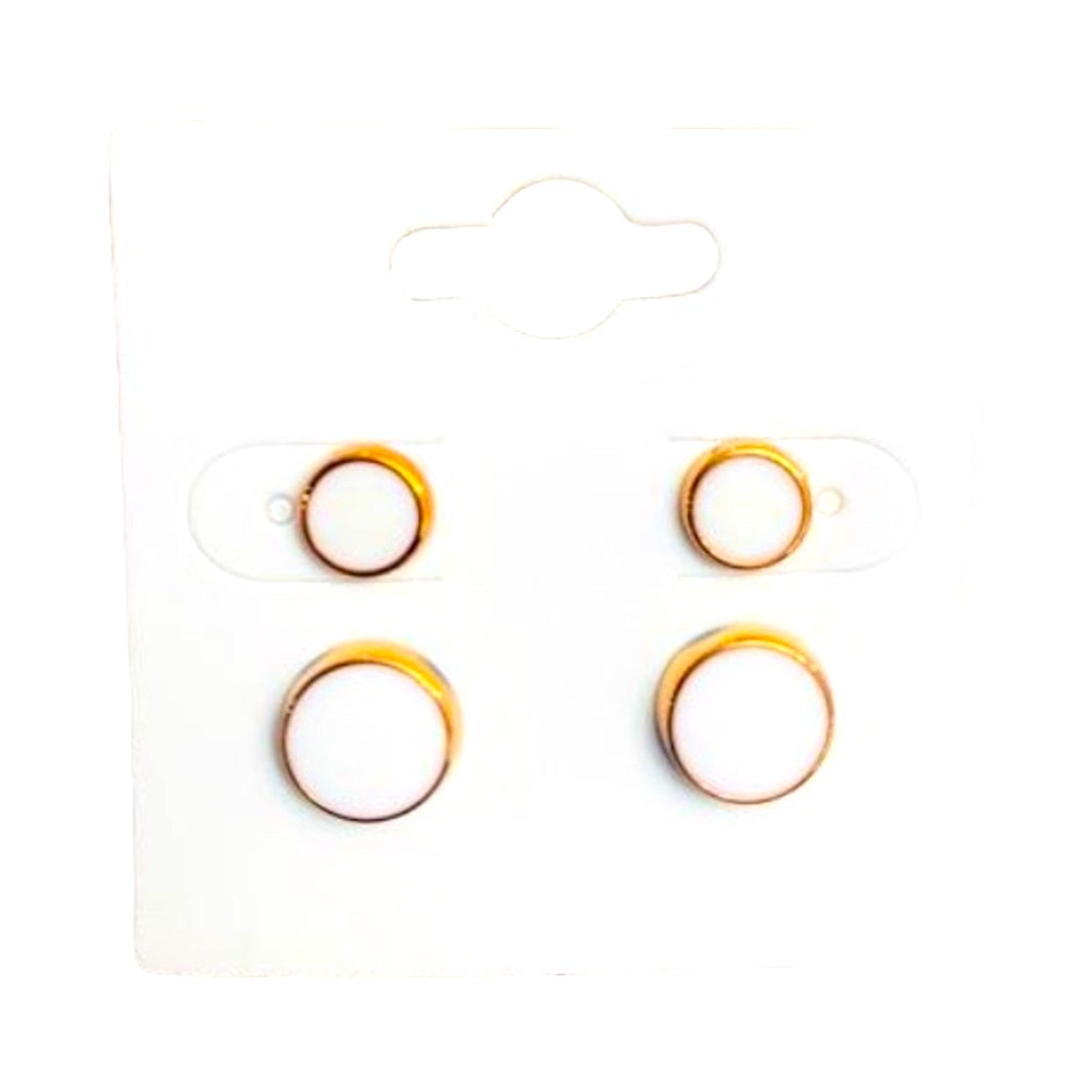 2 Pack Stud Earrings. Acrylic Backing. White & Gold Set